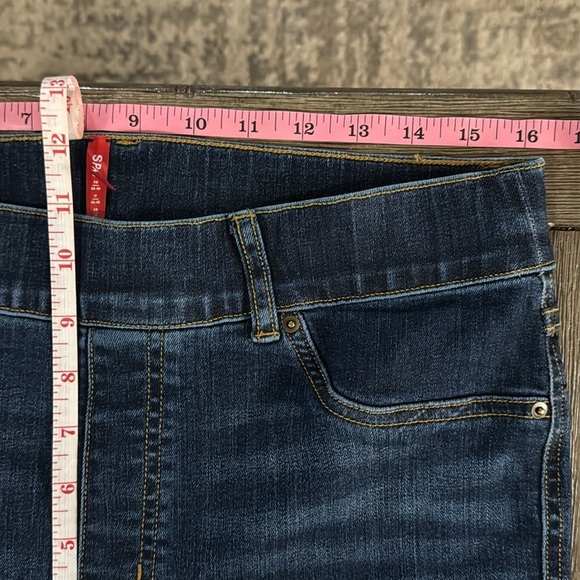 SPANX Pull-on Stretch Denim Flare Jeans Midnight Shade - Picture 13 of 14